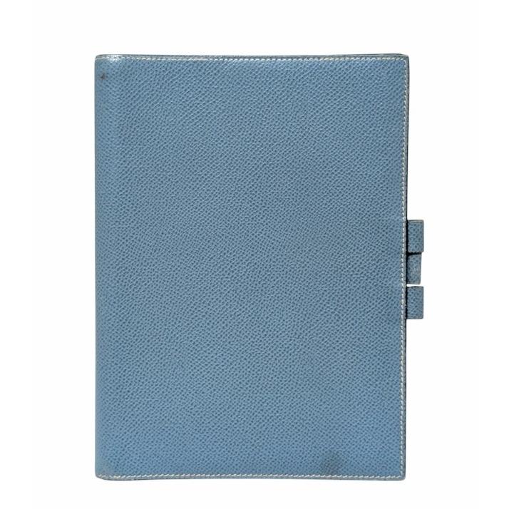 希少　美品　 エルメス A4　ノートカバー　バイカラー　アジェンダ ブルージーン HERMES（エルメス） 大きめ 手帳カバー ダブルピン アジャンダ