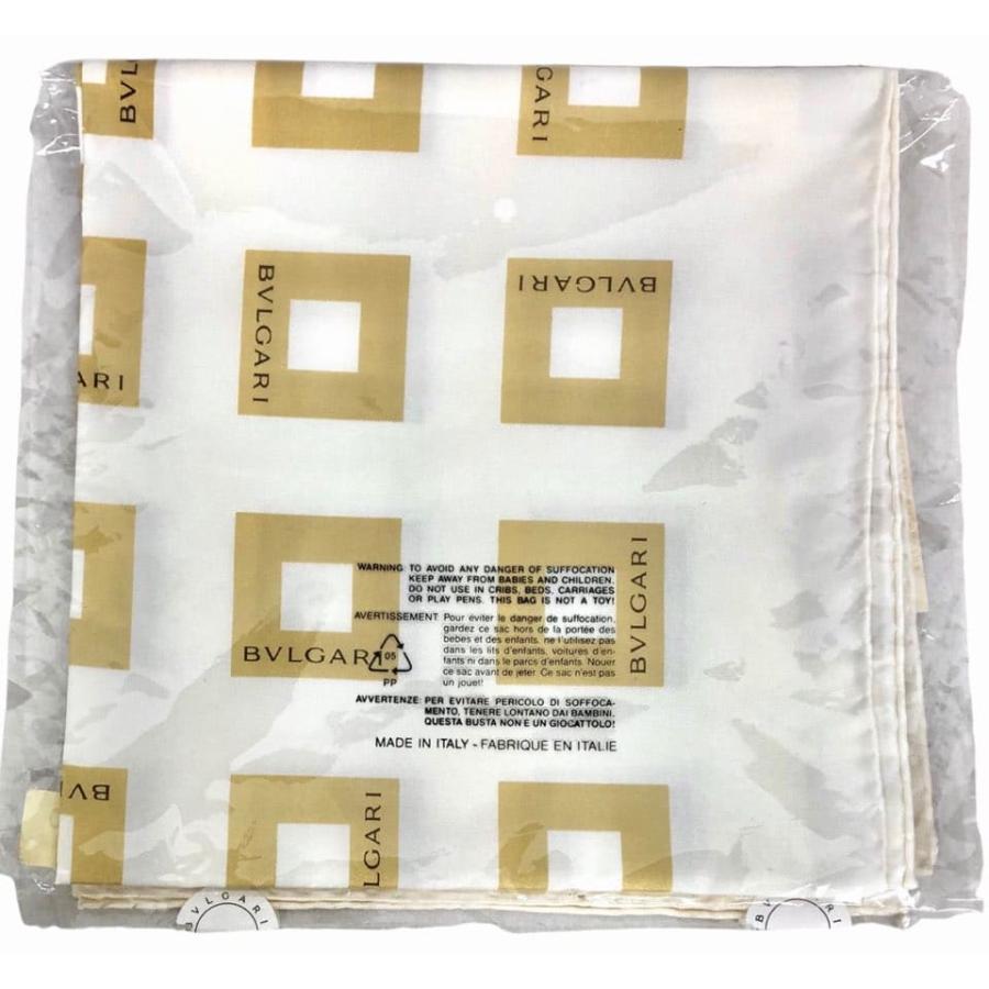 ブルガリ　アートワーク スカーフ BVLGARI（ブルガリ） 未使用 スカーフ シルク 100％ ロゴ スクエア