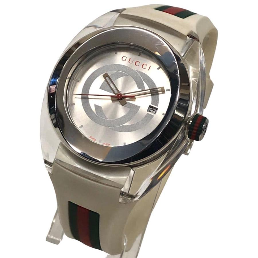 グッチ 時計 SYNCコレクション 137.1 ホワイト GUCCI 白 メンズ 紳士用  