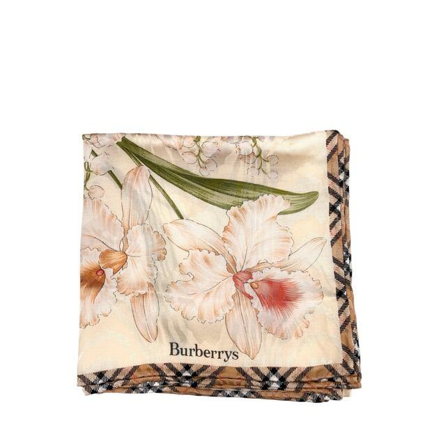 【希少品】バーバリー 大判ハンカチ スカーフ シルク＆コットン BURBERRY（バーバリー） ハンカチ 57cm 大判 スカーフ シルク調