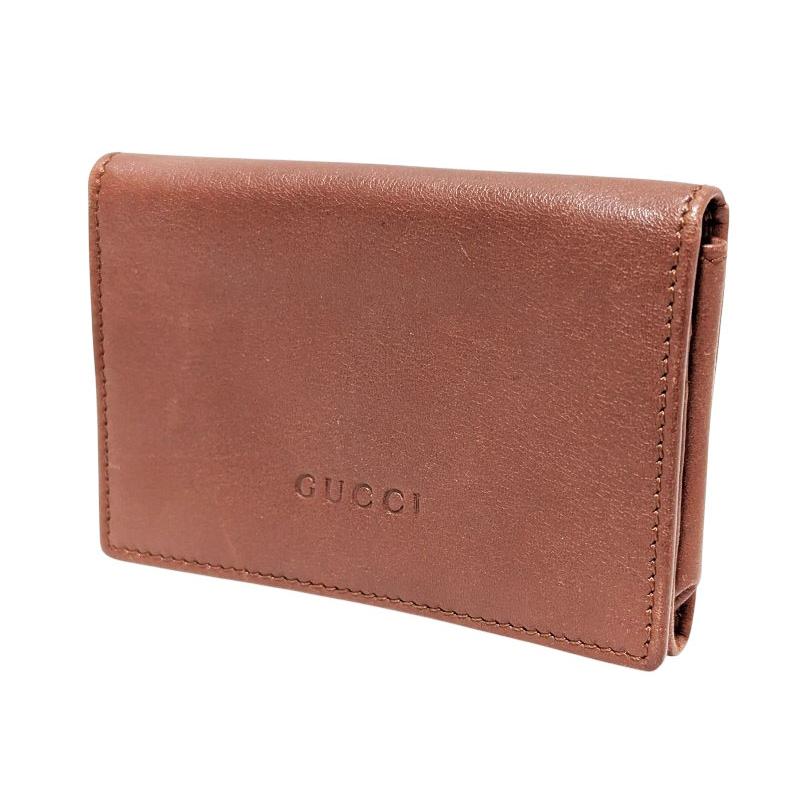 グッチ カードケース 名刺入れ 二つ折り レザー ブラウン 茶色 メンズ レディース ロゴ 030.3281 ＧＵＣＣＩ 【中古】 GUCCI（グッチ） カードケース 名刺入れ 二つ折り レザー ブラウン
