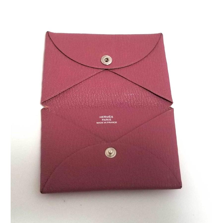 HERMES エルメス カードケース カルヴィ 名刺入れ シェーブル ピンク 