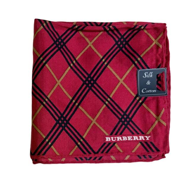 【希少品】バーバリー 大判ハンカチ スカーフ シルク＆コットン BURBERRY（バーバリー） 未使用 スカーフ 大判 ハンカチ 絹 混 綿