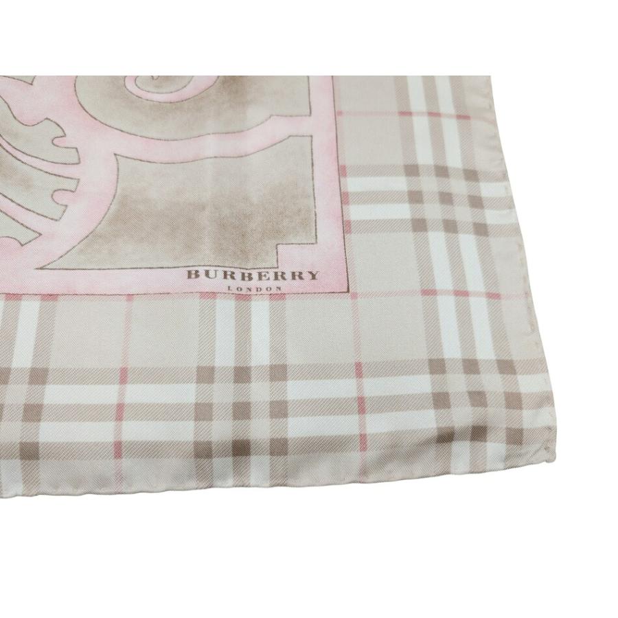 【美品✨】バーバリーロンドン　シルク100% シャドーチェック　リボン　40 Ｌ BURBERRY（バーバリー） スカーフ ミニスカーフ バンダナ チェック