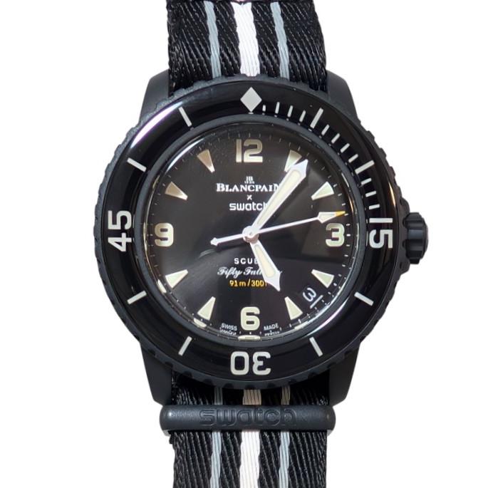 ブランパン×スウォッチ SO35B400 メンズ腕時計 自動巻き ブラック 楽天市場】ブランパン X スウォッチ オーシャンオブストーム/SO35B400