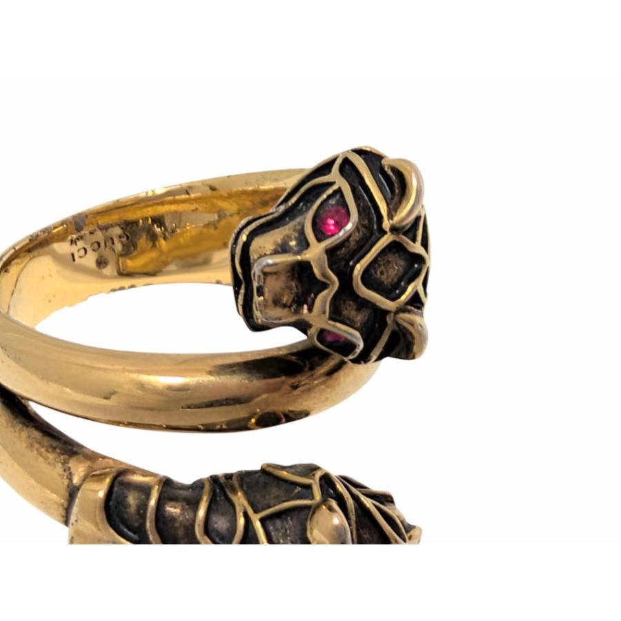 GUCCI（グッチ） リング 指輪 ダブル タイガーヘッド ストーン