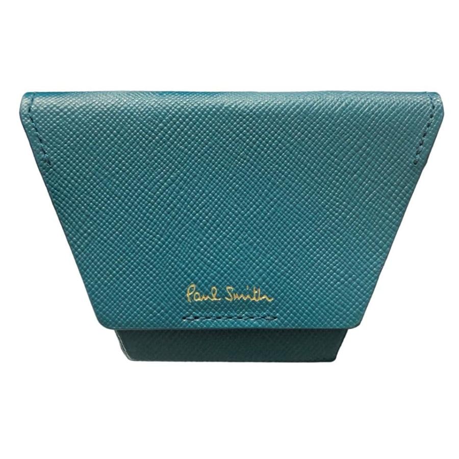 未使用 ポールスミス ケース 小銭入れ オリガミ 折り紙 Paul Smith レザー ターコイズ ブルー系 本革  メンズ レディー スＰａｕｌ Paul Smith（ポール・スミス） 未使用 コインケース 小銭入れ オリガミ
