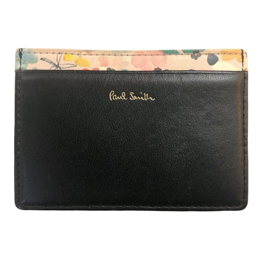 新品未使用　ポールスミス　名刺入れ　カードケース　花柄　レザー　本革　黒 Paul Smith（ポール・スミス） 未使用 カードケース パスケース 名刺
