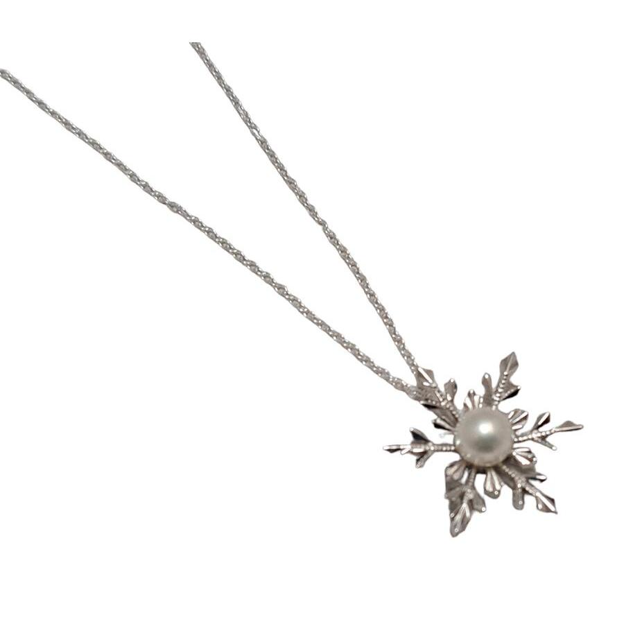 MIKIMOTO 新品同様 ミキモト 真珠 ペンダントヘッド 雪の結晶 SV製 