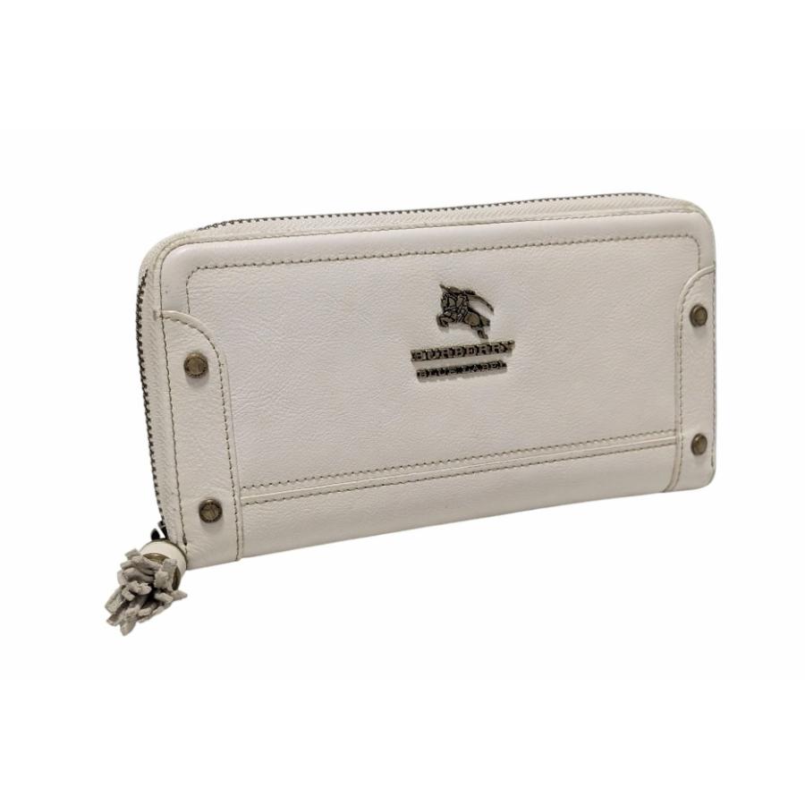 バーバリー ブルーレーベル 長財布 ラウンドファスナー ホワイト ジップアラウンド タッセル付き レザー BURBERRY BLUE LABEL 【中古】 BURBERRY（バーバリー） ブルーレーベル 長財布 ラウンドファスナー