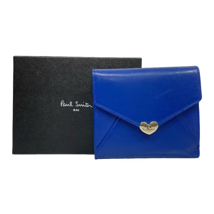 m*c様 ポールスミス　牛革　ネイビーコントラストカラー　ウォレット　未使用品 Paul Smith（ポール・スミス） 未使用 財布 Wホック ハート ロゴ