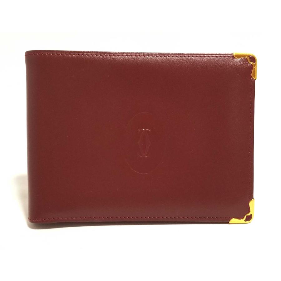 Cartier カルティエ財布二つ折り札入れボルドー本革未使用 Cartier カルティエ財布二つ折り札入れボルドー本革未使用