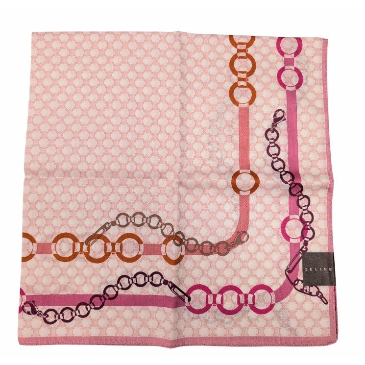 CELINE（セリーヌ） 未使用 ハンカチ 大判 マカダム柄 ピンク スカーフ
