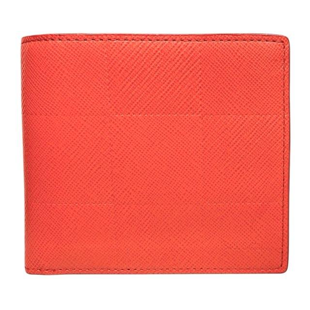 未使用 ポールスミス 財布 二つ折り オレンジ　レザー チェックエンボス チェック 紳士用 メンズ 二つ折り財布 Paul Smith 【中古】 Paul Smith（ポール・スミス） 未使用 財布 二つ折り オレンジ レザー