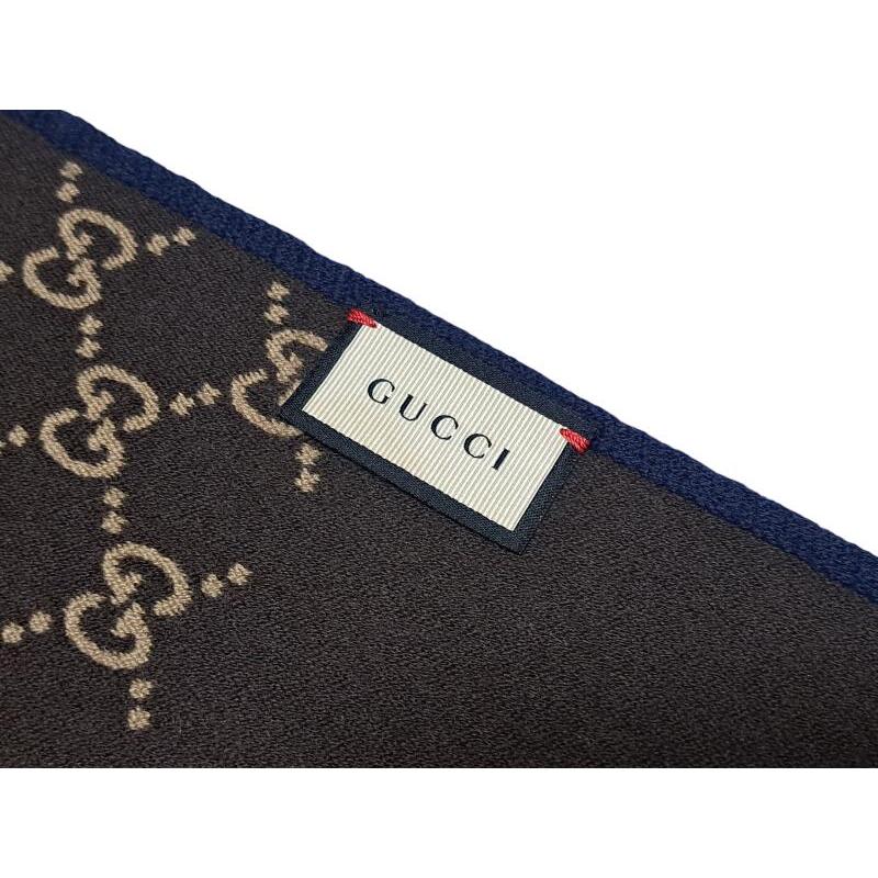 GUCCI グッチ マフラー ウール GG柄 ボルドー×ネイビー リバーシブル GUCCI グッチ マフラー ウール GG柄 ボルドー×ネイビー リバーシブル
