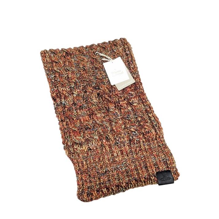 未使用 ヴィヴィアンウエストウッド マフラー  ウール素材 ニット編みマフラー ブラウン スリット入り レディース メンズ Vivienne Westw Vivienne Westwood（ヴィヴィアンウエストウッド） 未使用 マフラー