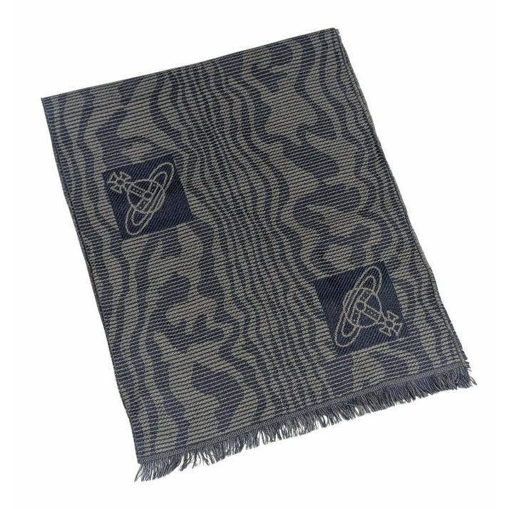 希少レア　ヴィヴィアンウエストウッド マフラー オーブ 総柄 ブラック×グレー Vivienne Westwood（ヴィヴィアンウエストウッド） 未使用 マフラー
