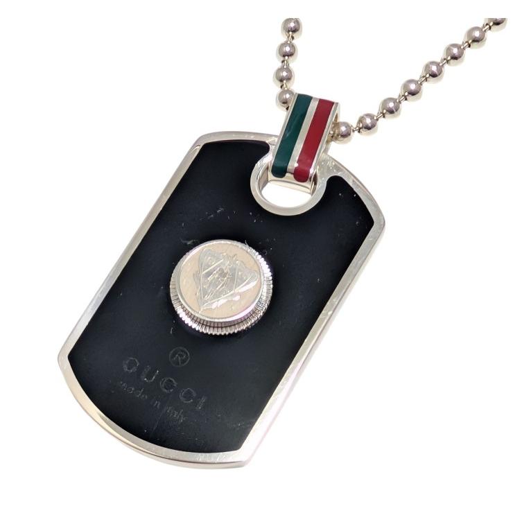 GUCCI（グッチ） ネックレス ドッグタグ ペンダント クレスト ブラック