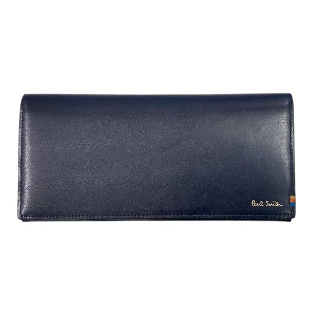 【新品未使用】Paul Smith ネイビー 二つ折り長財布　レザー Paul Smith（ポール・スミス） 未使用 長財布 レザー 濃紺 ネイビー