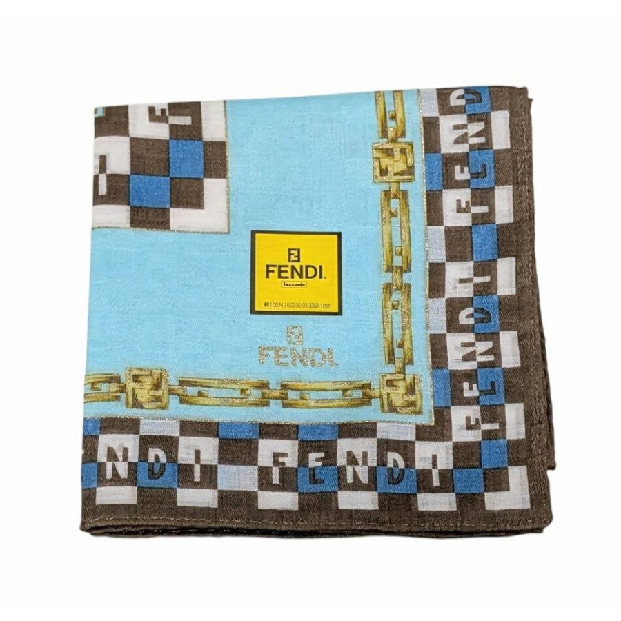 FENDI（フェンディ） 未使用 ハンカチ ロゴ スカーフ ロゴ 水色