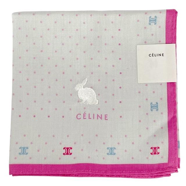 CELINE（セリーヌ） 未使用 ハンカチ マカダム ロゴ ドット ピンク