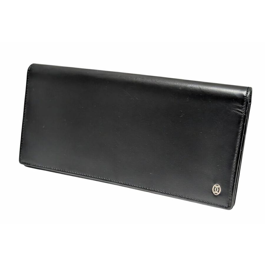 美品！Cartier カルティエ　長財布　パシャ　レザー　ブラック Cartier（カルティエ） パシャ 長財布 二つ折り レザー ストライプ 型