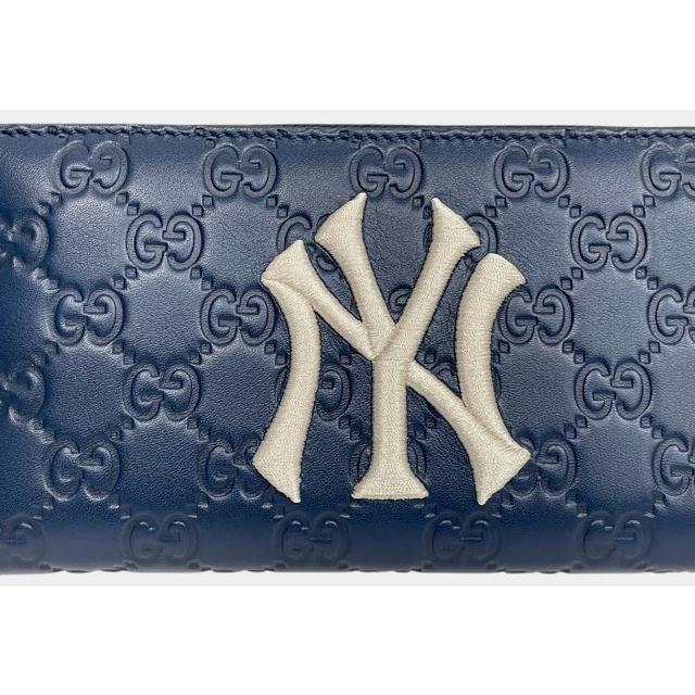 美品 グッチGUCCI 長財布 ラウンドファスナー ヤンキース コラボ シマ GUCCI（グッチ） 未使用 長財布 ヤンキース MLB メジャー 刺繍 レザー