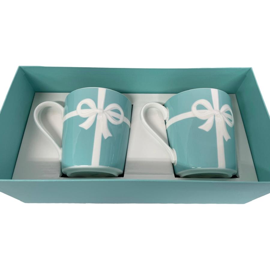 未使用 ティファニー ボウ マグカップ ブルー リボン TIFFANY&Co ペア 