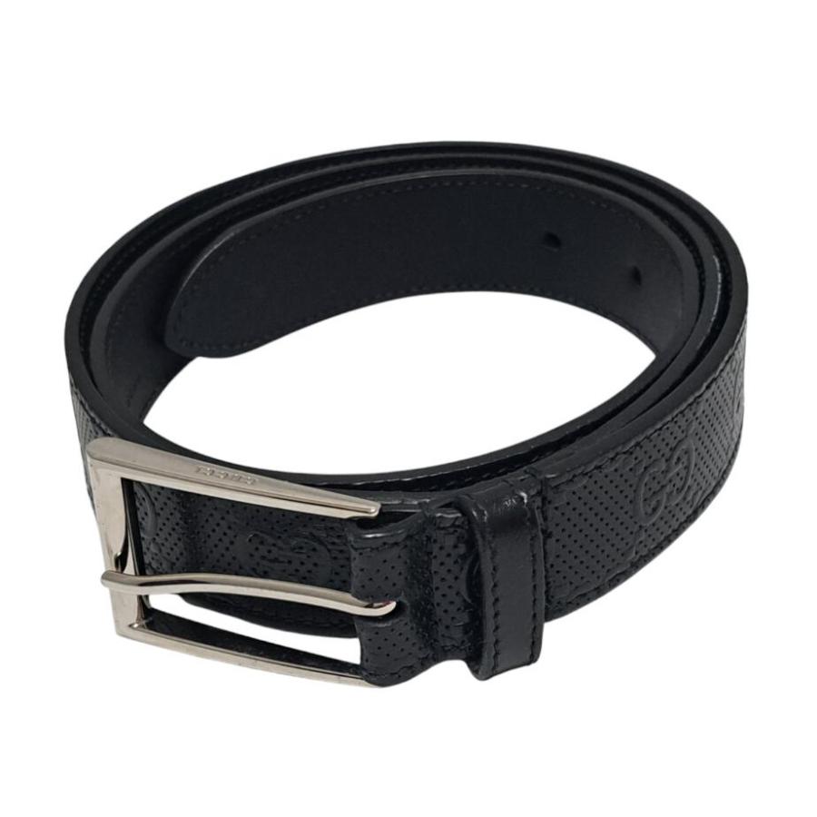 GUCCI グッチ　ベルト　GG 黒 GUCCI（グッチ） ベルト パンチング GG柄 レザー ブラック 474313 黒
