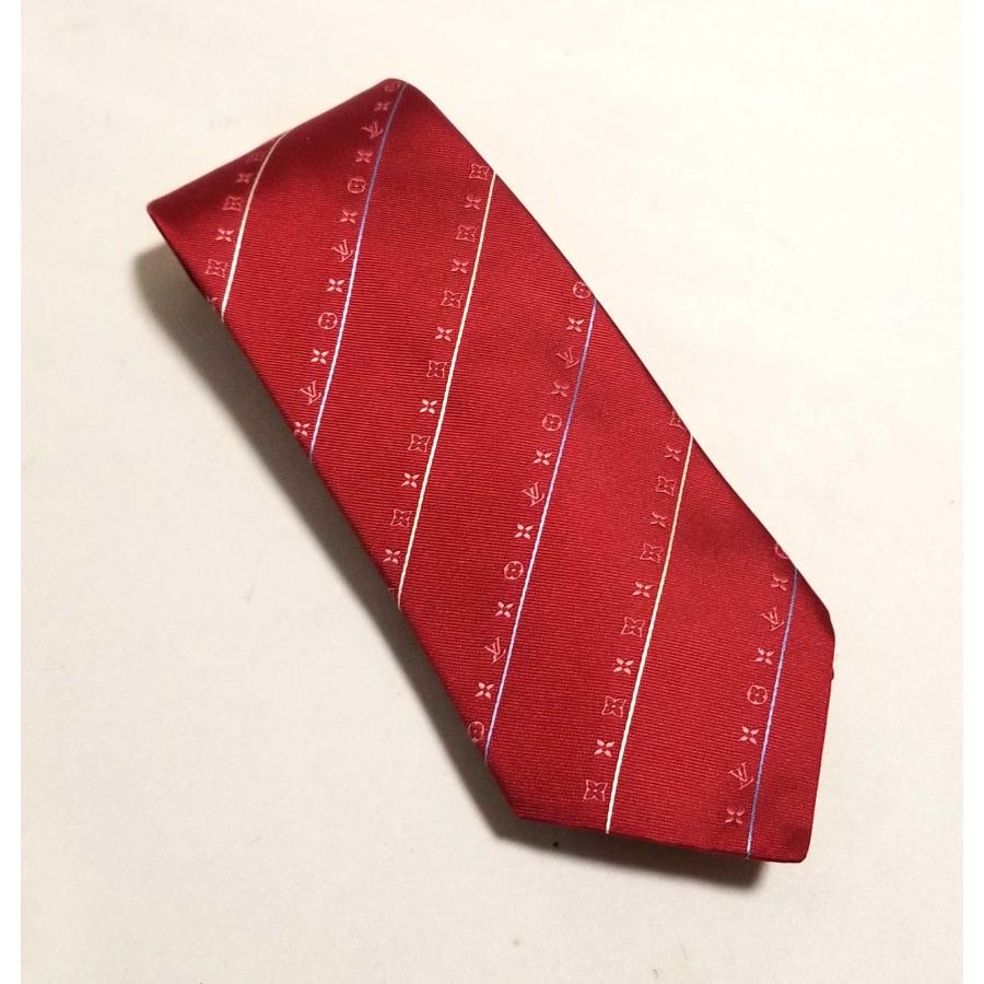 Louis Vuitton ネクタイ 赤 ストライプ 8cm