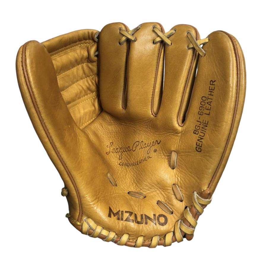 ミズノ 軟式グローブ 黒/青 ストライプ 左用 サウスポー 投手 ほぼ未