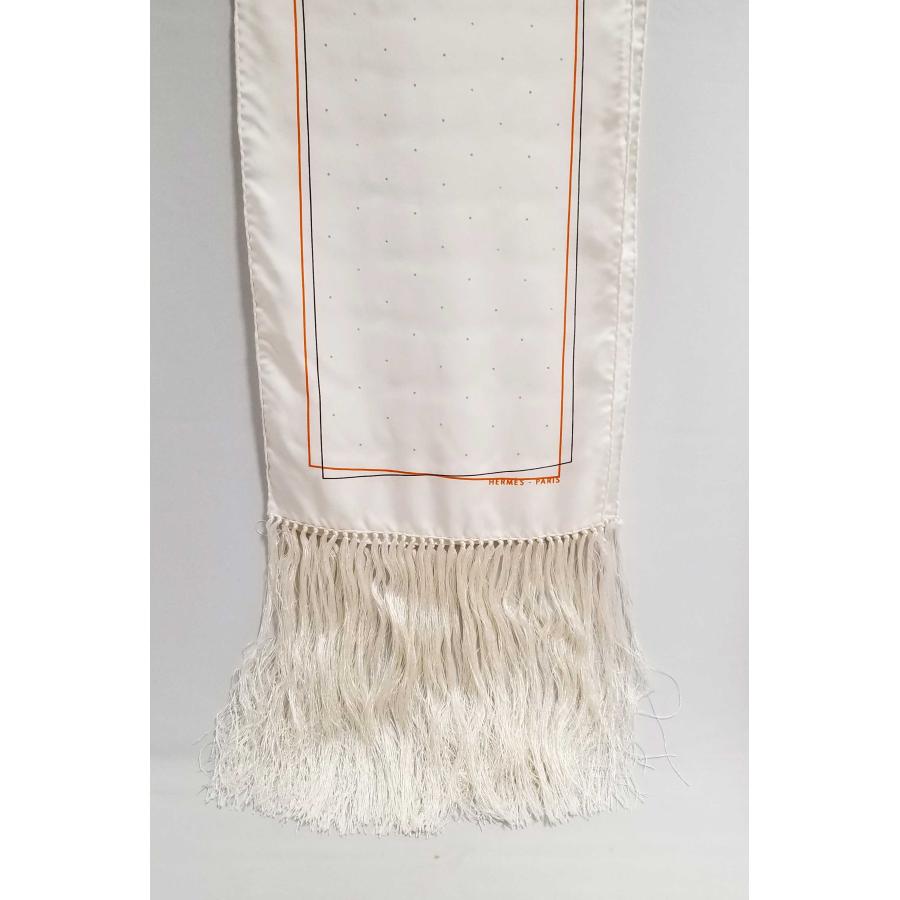 HERMES（エルメス） 新品同様 フリンジ付き スカーフ ストール ロゴ