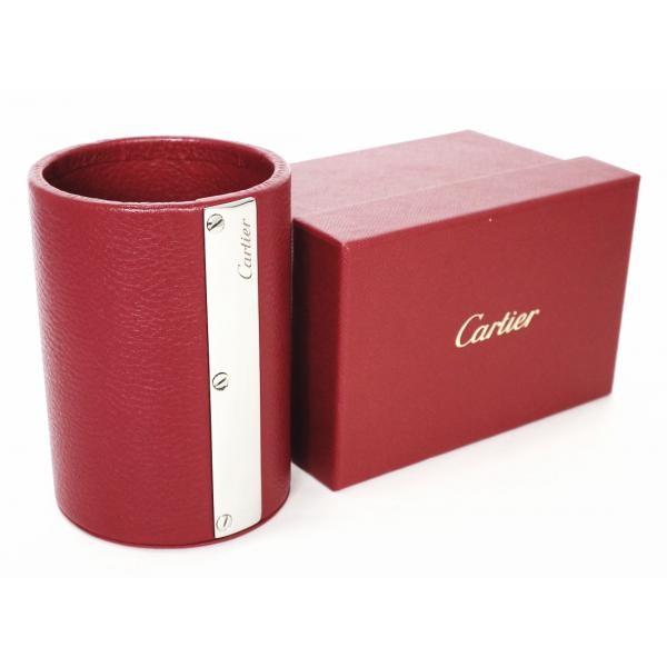 新品同様 カルティエ ペンホルダー ペン立て サントス ボルドー 
