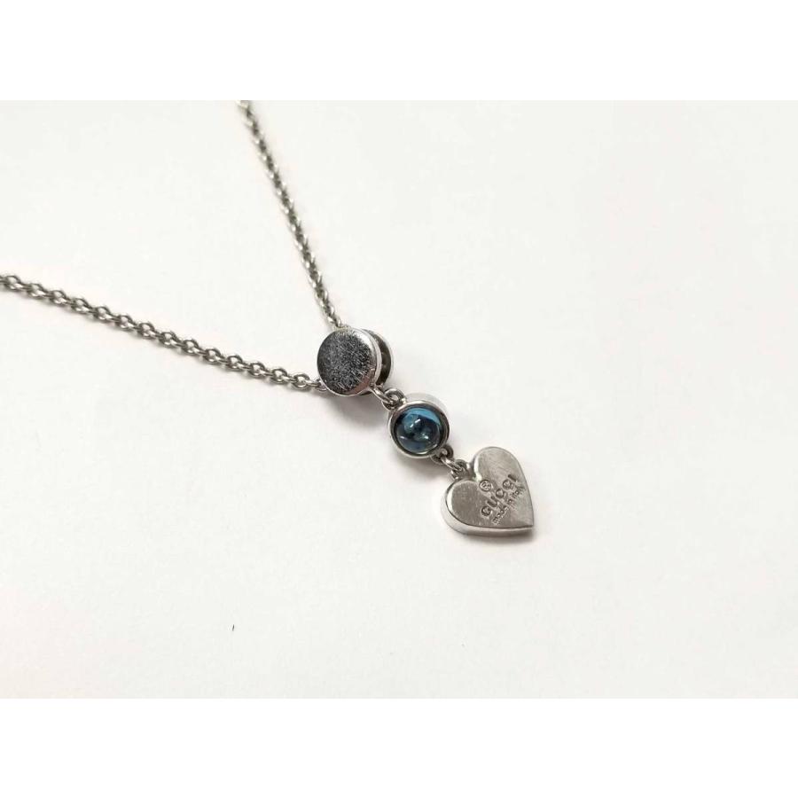グッチ ネックレス ペンダント シルバー ＳＶ925 ハート ストーン 石
