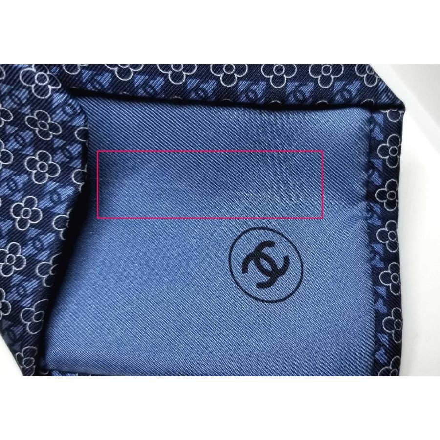美品 CHANEL ネクタイ ネイビー 花柄 シルク シャネル