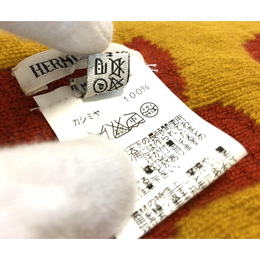 エルメス HERMES Hロゴ スヌード マフラー カシミヤ イエロー 