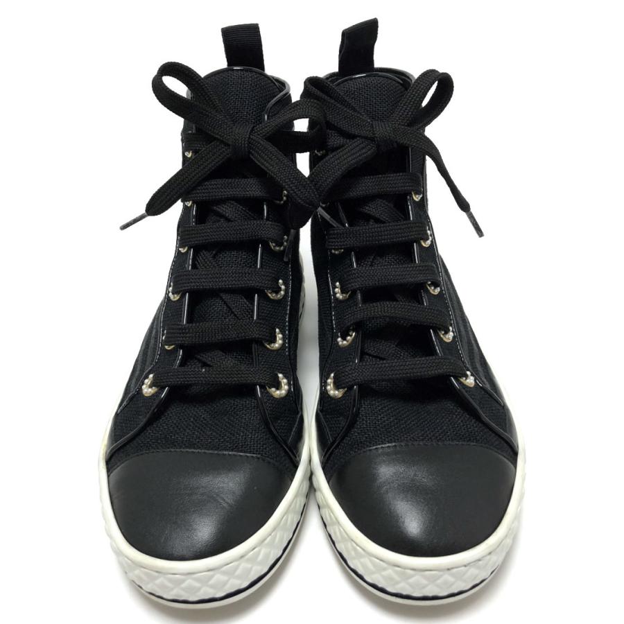 CHANEL 美品 シャネル ハイカット スニーカー 靴 マトラッセ フェイク 