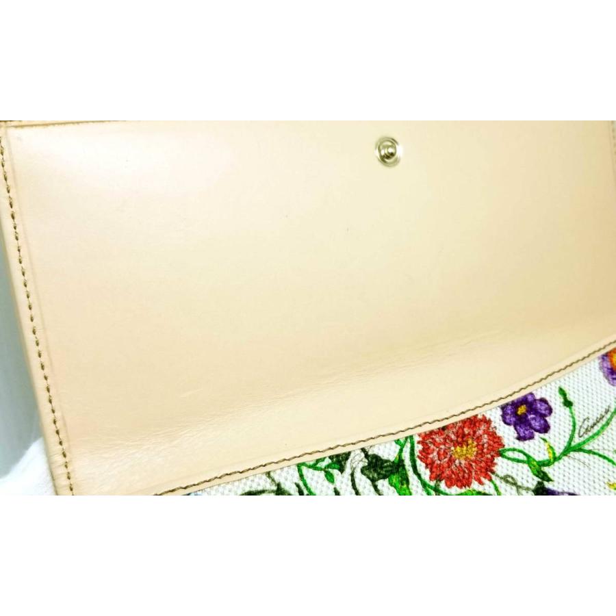 新品同様 グッチ 長財布 フローラ 花柄 キャンバス レザー レディース 