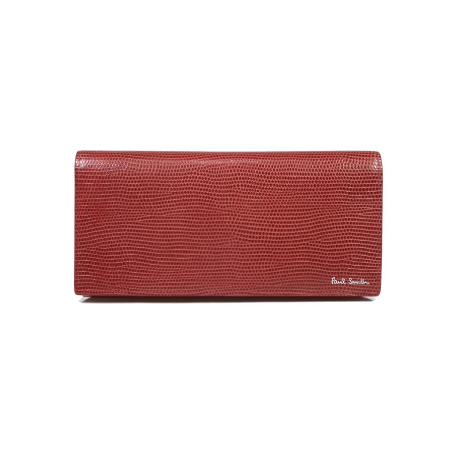 新品 未使用 ポールスミス 長財布 リザード型押し レザー 財布 レッド 