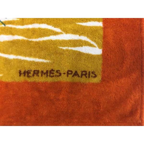 未使用 エルメス 大判 ビーチタオル アザラシ柄 オレンジ系  