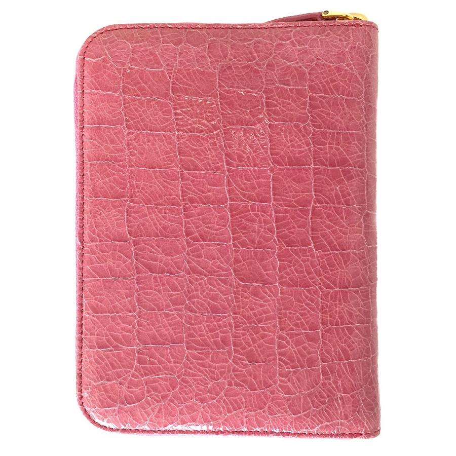 美品 ミュウミュウ 手帳カバー クロコ 型押し ピンク レザー システム 