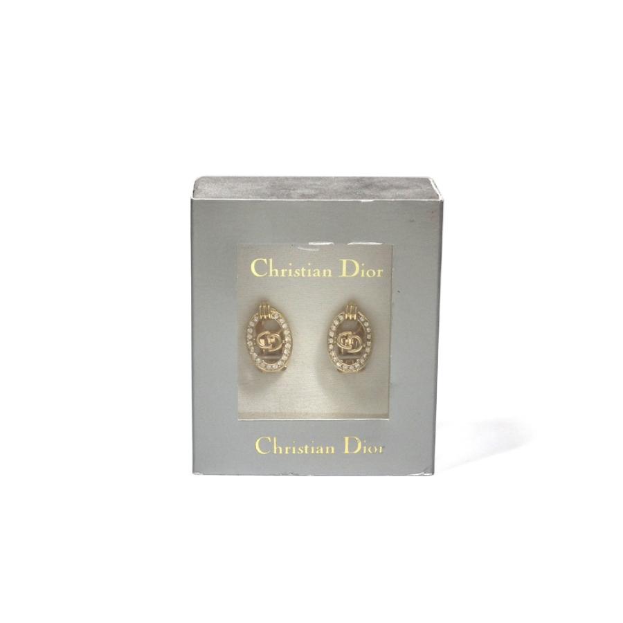 未使用 クリスチャンディオール イヤリング ゴールド ストーン ロゴ  