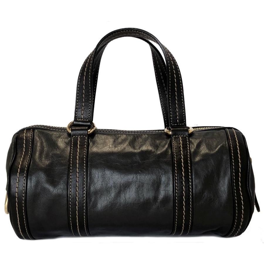 美品 グッチ ミニ ボストンバッグ レザー ブラック クレスト 紋章 黒 