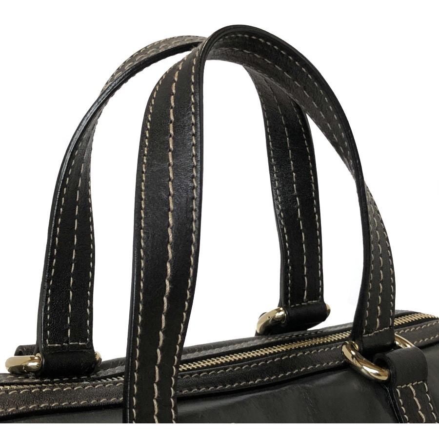 美品 グッチ ミニ ボストンバッグ レザー ブラック クレスト 紋章 黒 