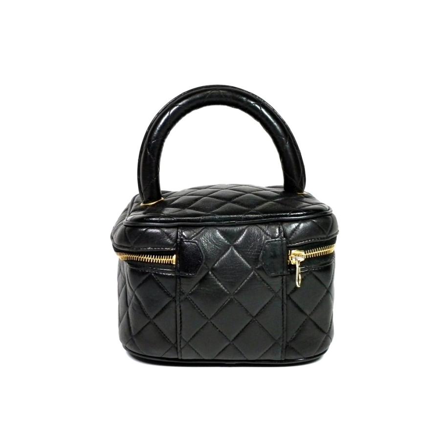 CHANEL 黒 キルティング バッグ バニティバッグ