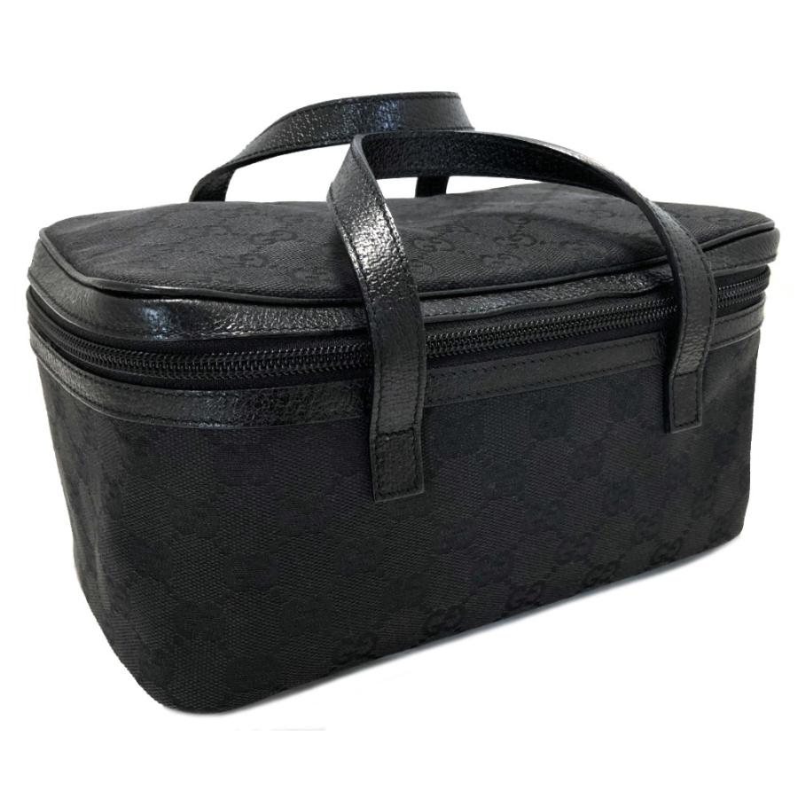 美品 グッチ バニティ バッグ 124540 ポーチ GGキャンバス ブラック GG 