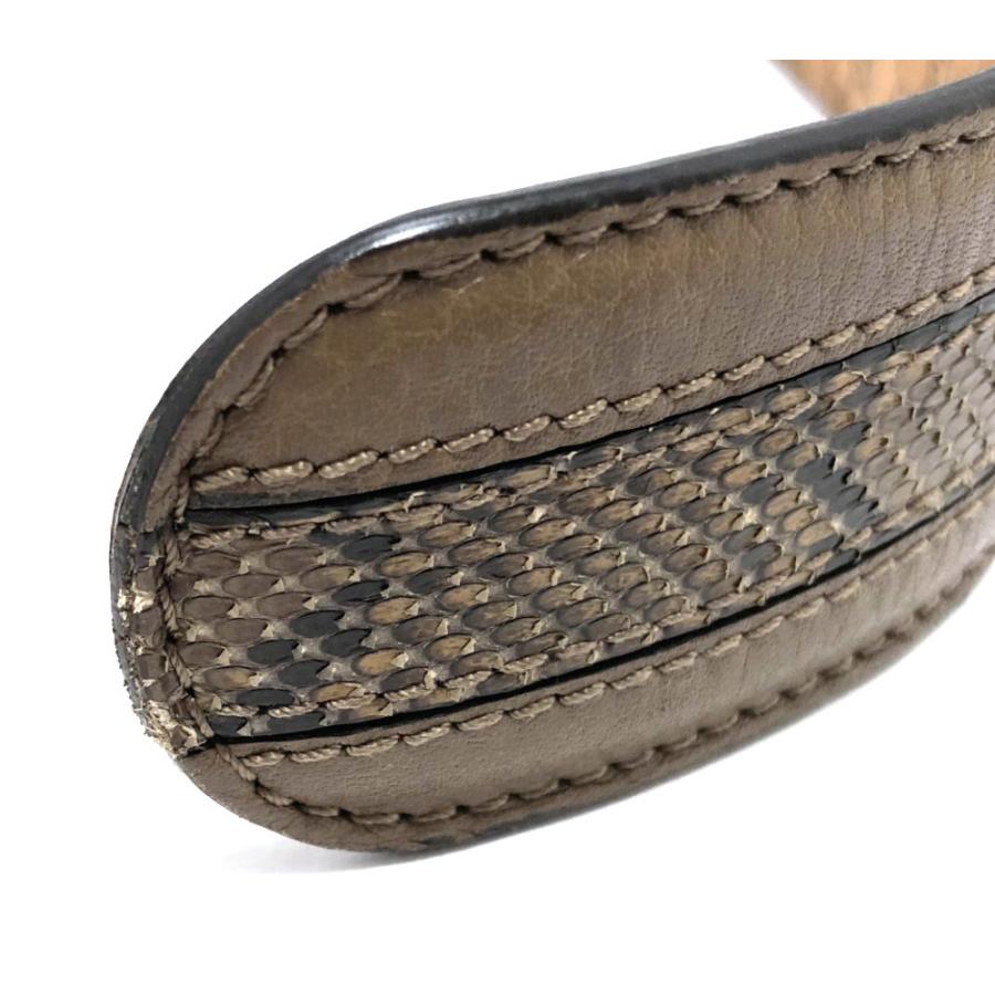 美品 グッチ ベルト 80ｃｍ パイソン レザー 245885 ゴールドバックル