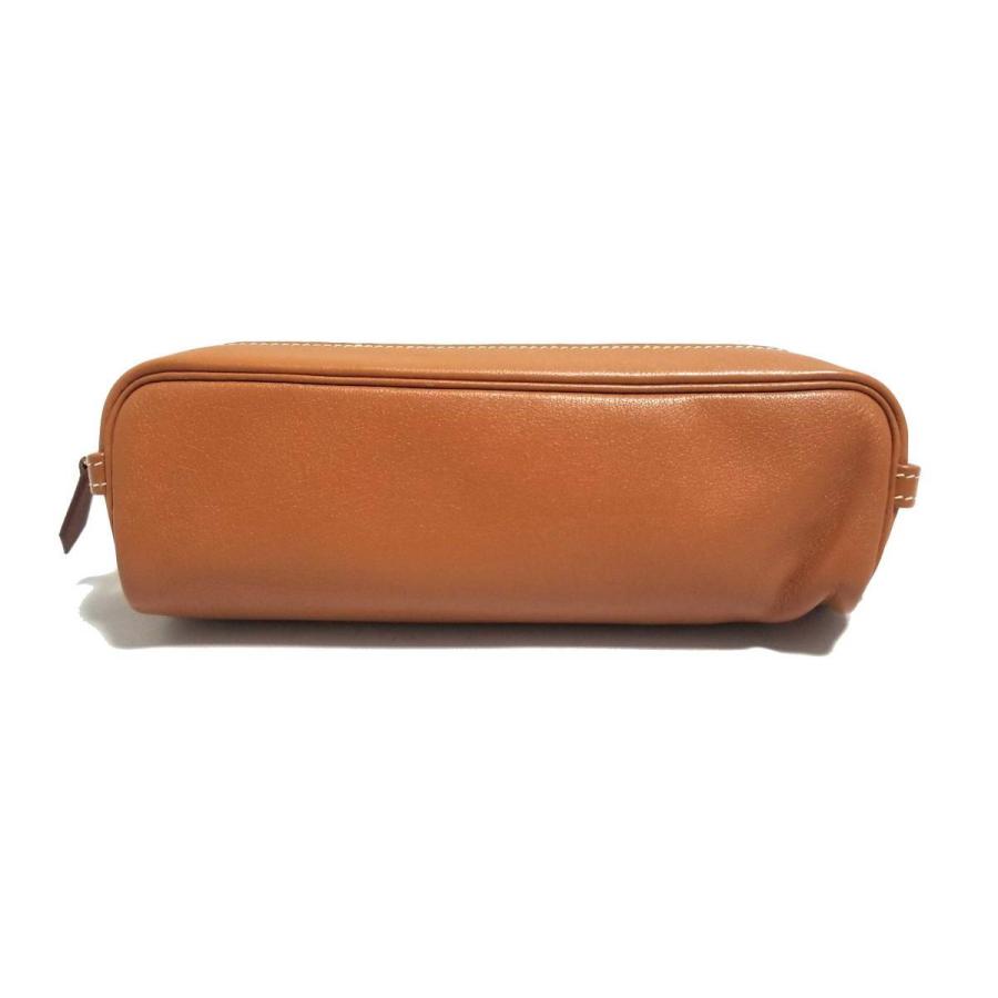 エルメス ペンケース ポーチ ブラウン メンズ レディース レザー 文具