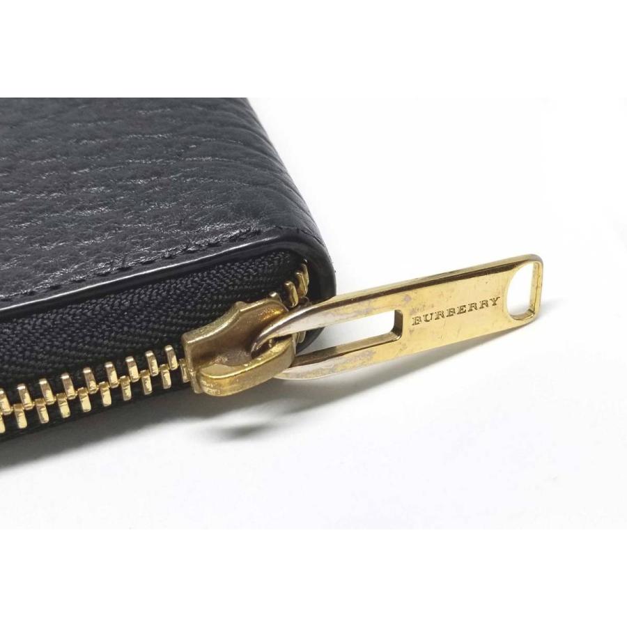 バーバリー 長財布 レザー ブラック ラウンドファスナー 財布 型押し ロゴ ゴールド メンズ レディース  BURBERRY BURBERRY（バーバリー） 長財布 レザー ブラック ラウンドファスナー