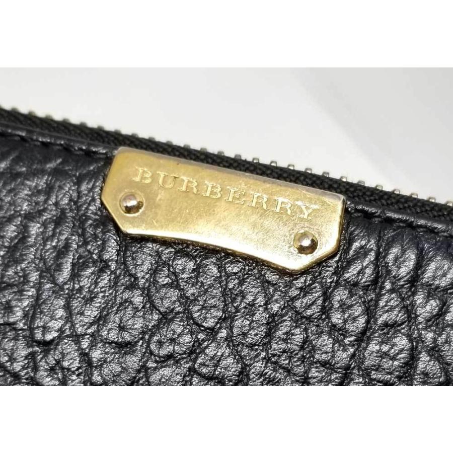 バーバリー 長財布 レザー ブラック ラウンドファスナー 財布 型押し ロゴ ゴールド メンズ レディース  BURBERRY BURBERRY（バーバリー） 長財布 レザー ブラック ラウンドファスナー